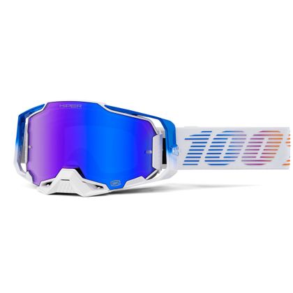 Maschera da cross 100% ARMEGA HiPER Neo - Mirror Bleu 2024 - Bianco / Blu
