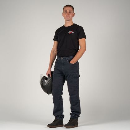 DXR ALPHA Motorbike Trousers - Blue / White