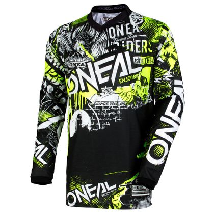 Camiseta de motocross O'Neal ELEMENT ATTACK - NEGRO AMARILLO FLÚOR -  2023 - Negro / Amarillo Ref : OL0839 