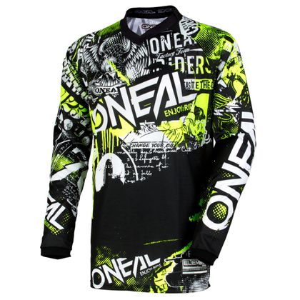 Camiseta de motocross O'Neal ELEMENT ATTACK YOUTH - NEGRO AMARILLO FLÚOR -  - Negro / Amarillo Ref : OL0843 