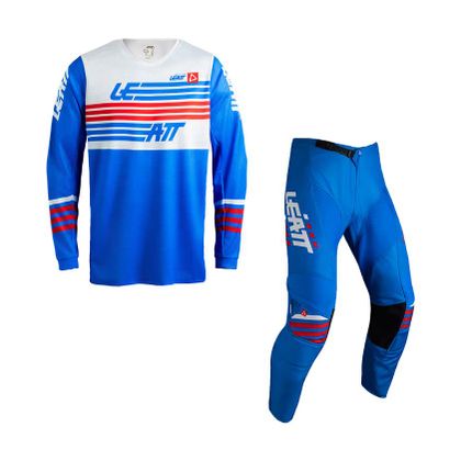 Leatt 3.5 RIDE KIT TRØJE+BUKSER STRIPES 2027 Cross outfit - Blå / Hvid Ref : LB1285