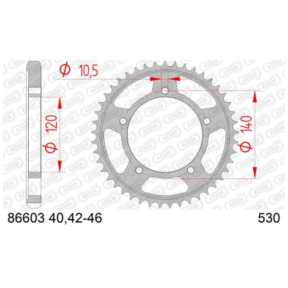 AFAM STAAL 530 - 44 TANDEN Tandwiel - Grijs