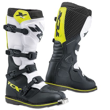 Botas de motocross TCX Boots X-BLAST - WHITE BLACK YELLOW FLUO 2023 - Blanco / Amarillo Ref : OX0278 