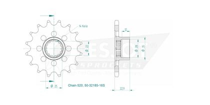 Esjot 16 tanden Uitgaand rondsel versnellingsbak