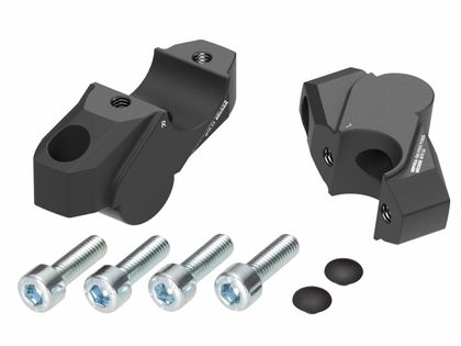 Rehausseur de guidon Hepco & Becker avec déport 30 mm de haut et 25 mm en arrière - noir Ref : HBE00950A / 42454536 00 01