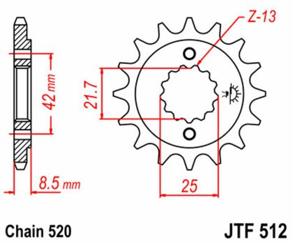 Pignon de sortie de boite JT. acier standard 512 - 520
