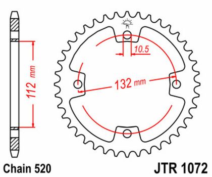 JT. Steel Standard Rear 1072 - 520 Sprocket