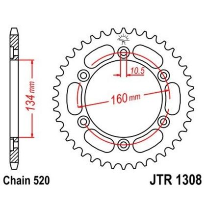 JT. Steel Standard Rear 1308 - 520 Sprocket