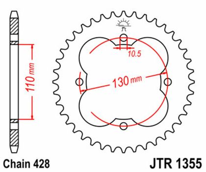 JT. Steel Standard Rear 1355 - 428 Sprocket