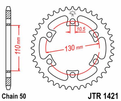 JT. Steel Standard Rear 1421 - 530 Sprocket