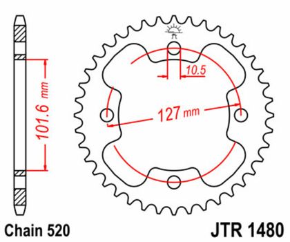 JT. Steel Standard Rear 1480 - 520 Sprocket
