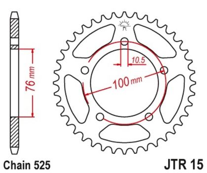 JT. Steel Standard Rear 15 - 525 Sprocket Ref : JTC01760A / 1074934003