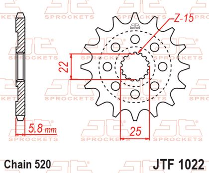 Pignon de sortie de boite JT. acier standard 1022 - 520 15 dents