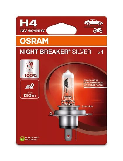 Osram Night Breaker Silver Lamp H4 12V 60/55 Gloeilamp Universeel Ref: OSRM00106A / 1129539