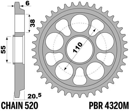 Couronne PBR aluminium ultra - light anodisé dur 4320M - 520 Ref : PBR01460A / 1108845002