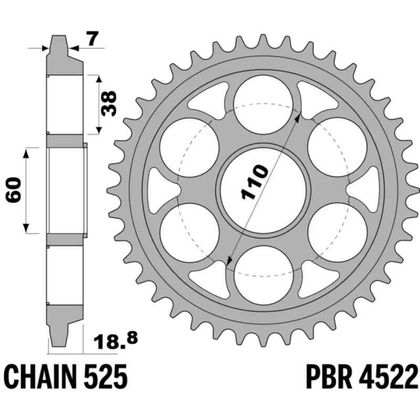 PBR reinforced aluminium - 525 38 teeth Sprocket