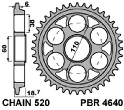 PBR reinforced aluminium - 520 44 teeth Sprocket