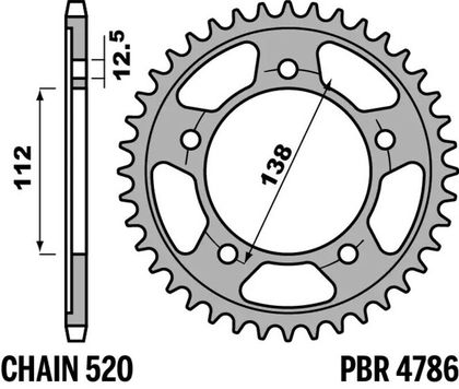 PBR C45 standard steel - 520 45 teeth Sprocket Ref : PBR01618A / 1127994001 HONDA 750 CB 750 HORNET - 2023 - 2025