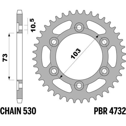 PBR standard steel - 525 43 teeth Sprocket