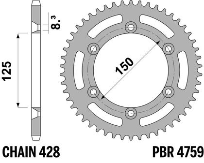 PBR ultra-light aluminium 428 56 teeth Sprocket