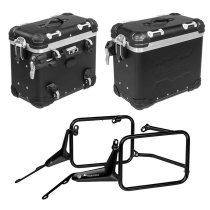 Touratech Complete ZEGA Evo 38/38 Kit - Black support included - Anodised black Side case