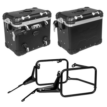 Touratech Complete ZEGA Evo 45/45 Kit - Black support included - Anodised black Side case