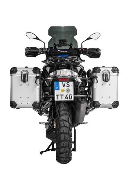 Valise Touratech Kit complet ZEGA Evo 38/45 - Support noir inclus - Anodisé gris Ref : TRT00175A / 01-045-6886-0