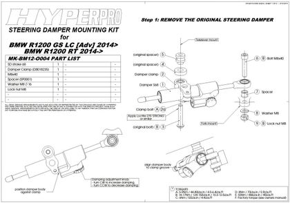 Touratech CSC with mounting kit - Black Steering damper