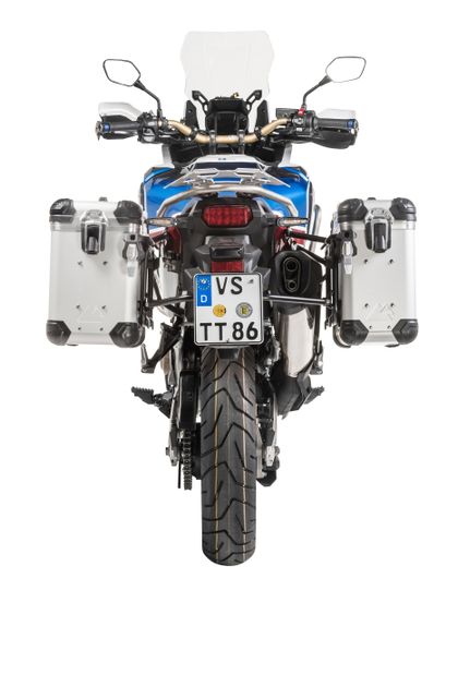 Valise Touratech Kit complet ZEGA Evo 31/38 - Support noir inclus - Anodisé gris Ref : TRT00577A / 01-402-7881-0