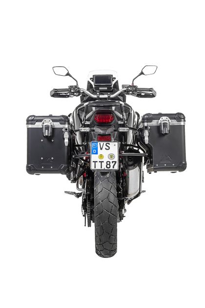 Valise Touratech ZEGA Evo X Avec déport 45/45 - Support noir inclus - Anodisé noir Ref : TRT00599A / 01-403-6077-0