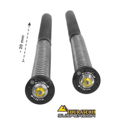 Touratech Cartridge (-20 mm) - Black - Yellow Fork springs Ref : TRT00662A / 01-421-5871-0 TRIUMPH 900 TIGER 900 RALLY PRO - 2020 - 2025