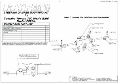 Touratech RSC with mounting kit - Black Steering damper