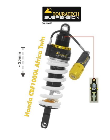 Touratech Level 2 (-25 mm) - White Shock absorber Ref : TRT01076A / 01-402-5866-0