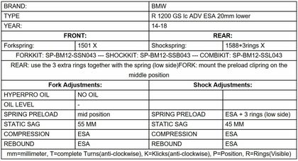 Touratech Dynamic ESA - Lowering Kit - 20 mm (front/rear) - Black Shock absorber spring