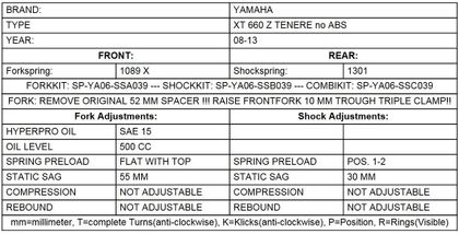 Touratech Progressive (Without ABS) - Black Fork springs