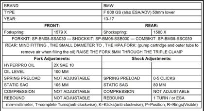 Touratech Front / rear - replacement springs (-50 mm) - Black Suspension kit