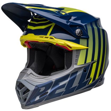 Casco de motocross Bell MOTO-9S FLEX SPRINT MATTE GLOSS DARK BLUE/HI-VIZ YELLOW 2022 - Azul / Amarillo Ref : EL0521 