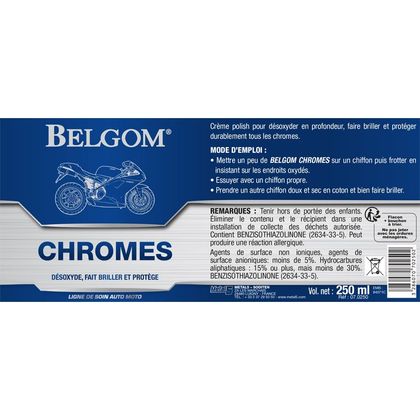 Produit d'entretien Belgom CHROMES 250 ML universel