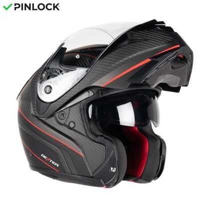 Dexter ADRON CARBON DECAL MATT 22.06 Modular helmet - Coal / Red