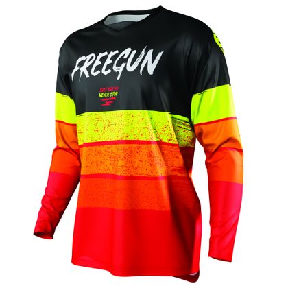 Camiseta de motocross Shot by Freegun DEVO STRIPE - RED NEON YELLOW 2021 - Rojo / Amarillo Ref : FRG0337 