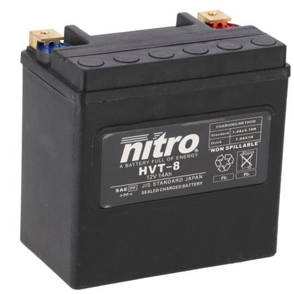 Batería Nitro HVT 08 AGM cerrada Harley OE 65948-00 Tipo ácido sin mantenimiento