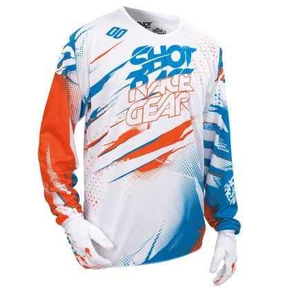 Camiseta de motocross Shot DEVO CAPTURE JERSEY BLANC ORANGE  2016