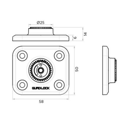 Soporte smartphone Quad Lock QLP-360-F4H rectangular plano (4 orificios) universal - Negro