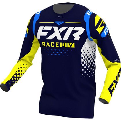Camiseta de motocross FXR REVO MIDNIGHT/WHITE/YELLOW 2022 - Azul / Blanco Ref : FXR0128 