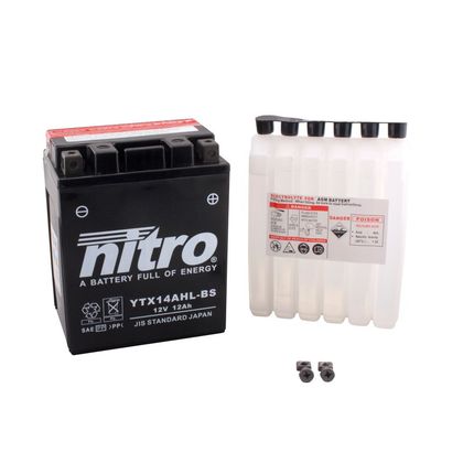Batterie Nitro YTX14AHL-BS AGM ouvert Type Acide avec pack acide inclus
