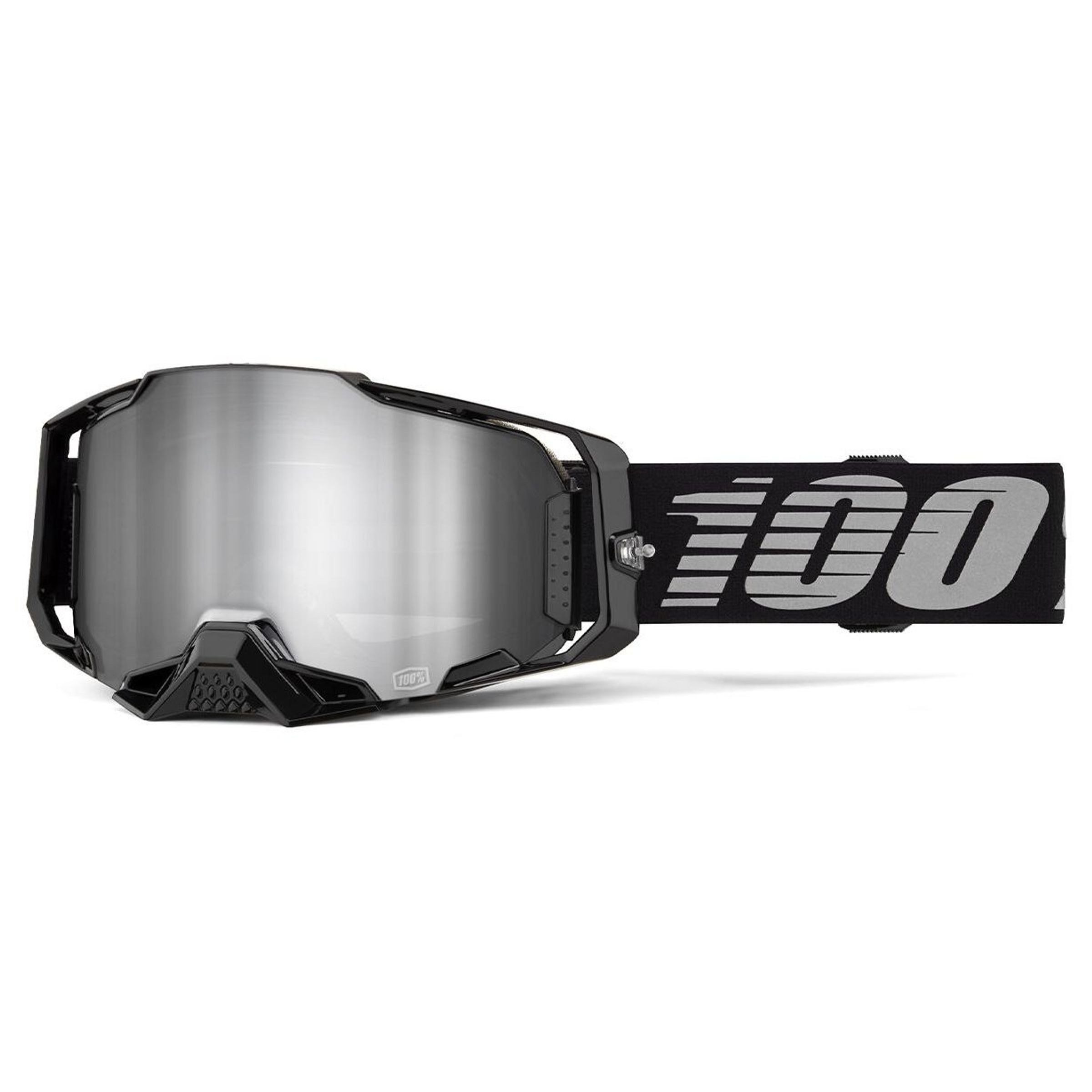 100% Masque cross Armega Noir - Ecran Mirror Silver 2025