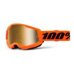 Masque cross 100% STRATA 2 Orange Fluo - Mirror Gold 2025