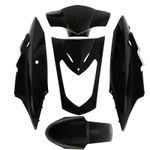 negro brillante (5 piezas) sillín biplaza maxi-scooter