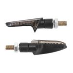  MINI KOBE MOTORCYCLE 12 LEDS SMOKED ABS BASE - 12 ORANGE LONG 70mm - WIDTH 24mm - HEIGHT 21mm CE APPROVED PAIR Direction indicator