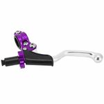 Levier d'embrayage MOTO UNIVERSEL ALU VIOLET - ARGENT POUSSIERE COURT 2 DOIGTS